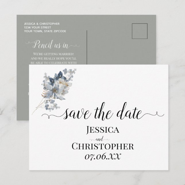 Postal De Anuncios Ilustración Acuarela Rústica Arreglo Floral (Anverso / Reverso)