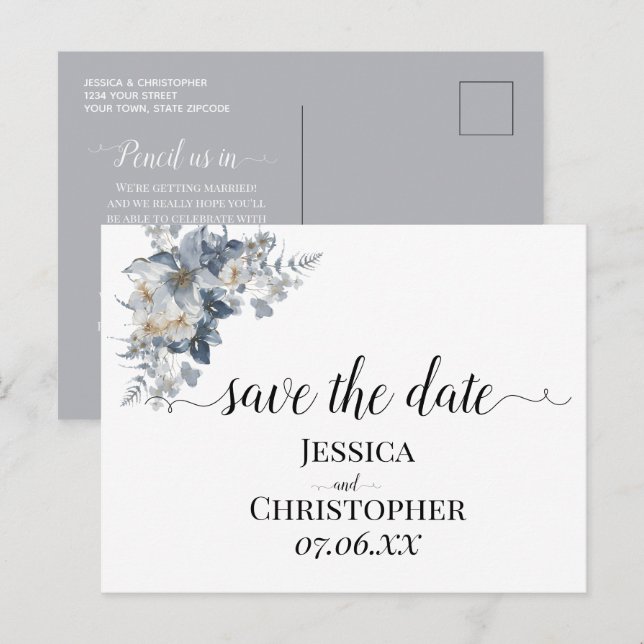 Postal De Anuncios ilustración acuarela rústica de un floral  (Anverso / Reverso)