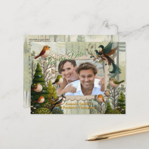 Postal De Anuncios Ilustración artística de pájaros simplistas de est