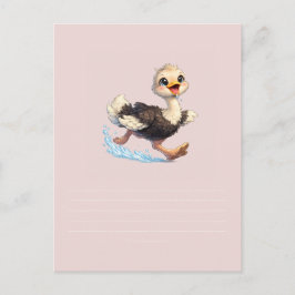 Postal De Anuncios Ilustración de Aventura Feliz de Avestruz Adorable