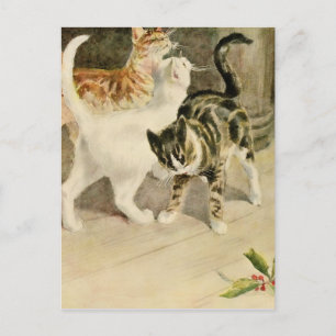 Postal De Anuncios Ilustración de gato doméstico lindo vintage
