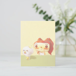 Postal De Anuncios Ilustración de niña y perro con soda