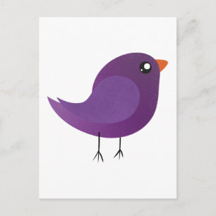 Postal De Anuncios Ilustración de pajarito morado lindo