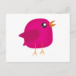 Postal De Anuncios Ilustración de pajarito rosa lindo