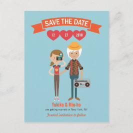 Postal De Anuncios Ilustración de pareja de dibujos animados para bod