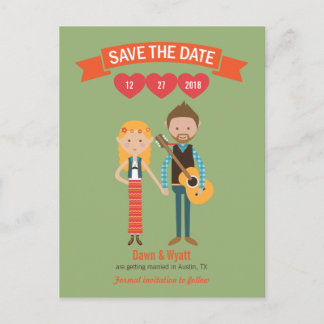 Postal De Anuncios Ilustración de retrato de pareja de dibujos animad