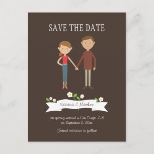 Postal De Anuncios Ilustración de retrato de pareja de dibujos animad