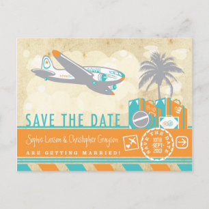 Postal De Anuncios Ilustracion de Viajes de Vintage Airline Save the