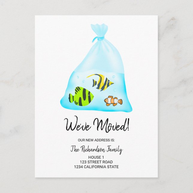 Postal De Anuncios Ilustración divertida de peces tropicales adorable (Anverso)