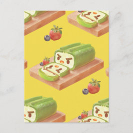 Postal De Anuncios Ilustracion Matcha Cake Roll