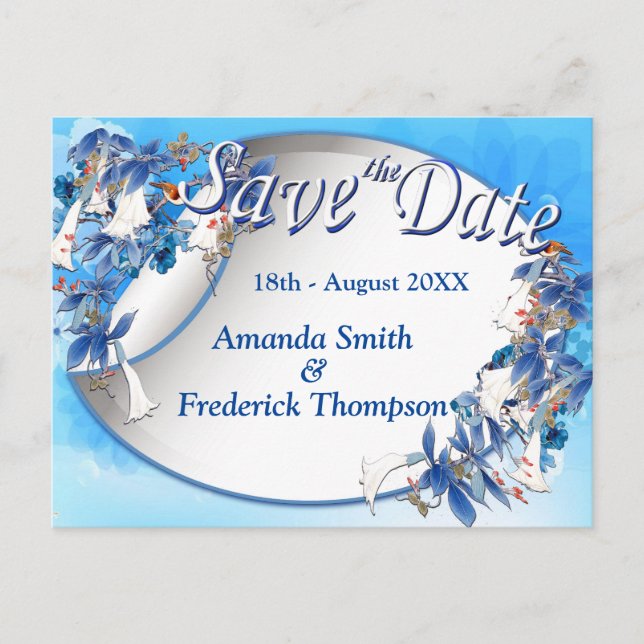 Postal De Anuncios Ilustradas  Acuarela  Save the Date Flor de Luna (Anverso)