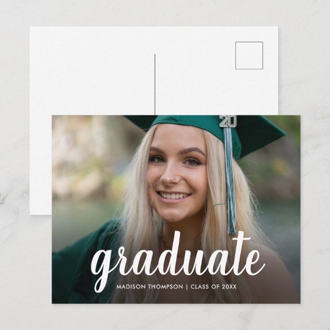 Postal De Anuncios Imagen de graduación de caligrafía de guión elegan (Anverso / Reverso)