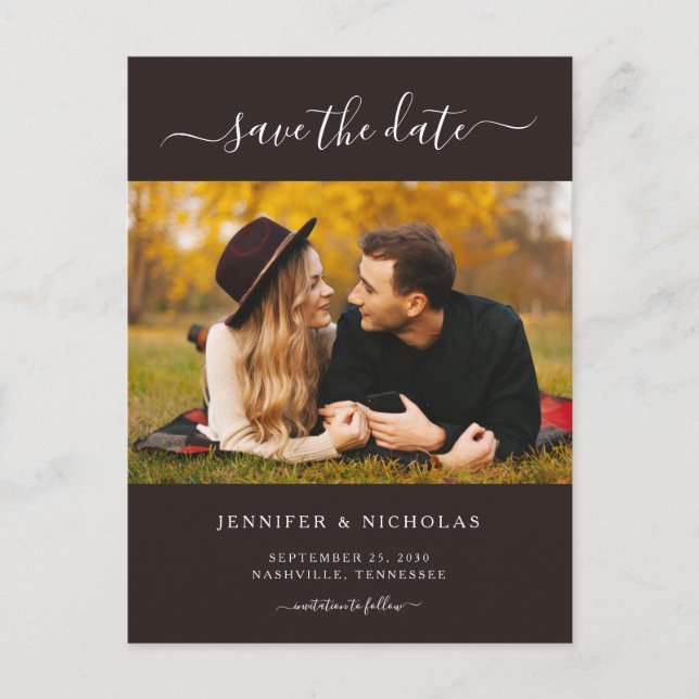 Postal De Anuncios Imagen Elegante Moderna Que Guarda El Compromiso D (Anverso)