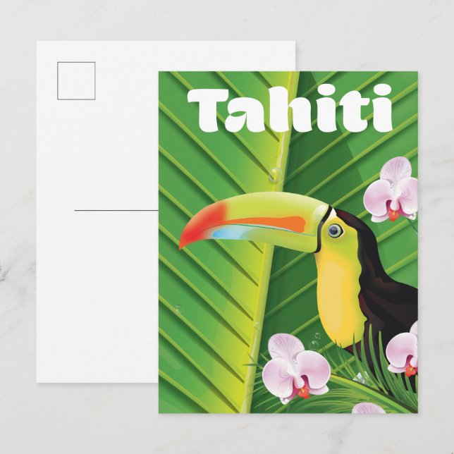 Postal De Anuncios Impresión de viaje de Tucán de Tahití (Anverso / Reverso)