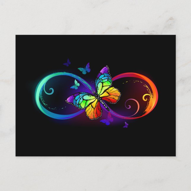 Postal De Anuncios Infinidad vibrante con mariposa arco iris sobre ne (Anverso)