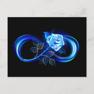 Postal De Anuncios Infinito brillante con rosa azul