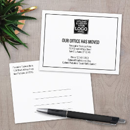 Postal De Anuncios Información de nuestra nueva dirección con logotip