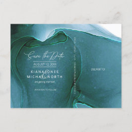 Postal De Anuncios Ink Flow Wedding Save the Date Azul ID762