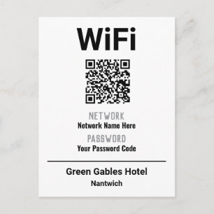 Postal De Anuncios Instrucciones de WiFi con código QR