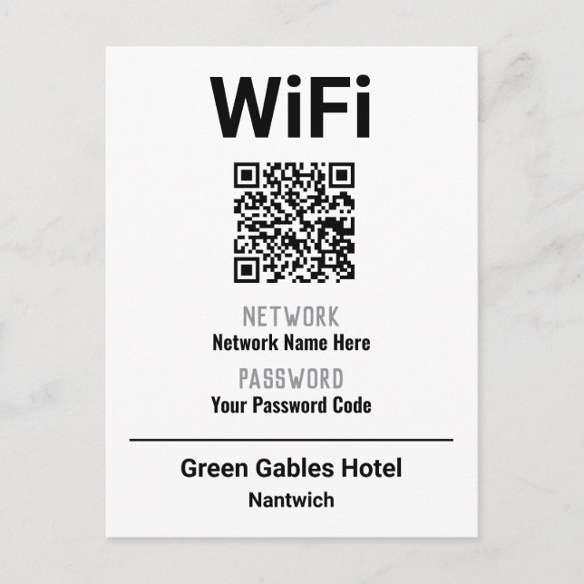 Postal De Anuncios Instrucciones de WiFi con código QR (Anverso)