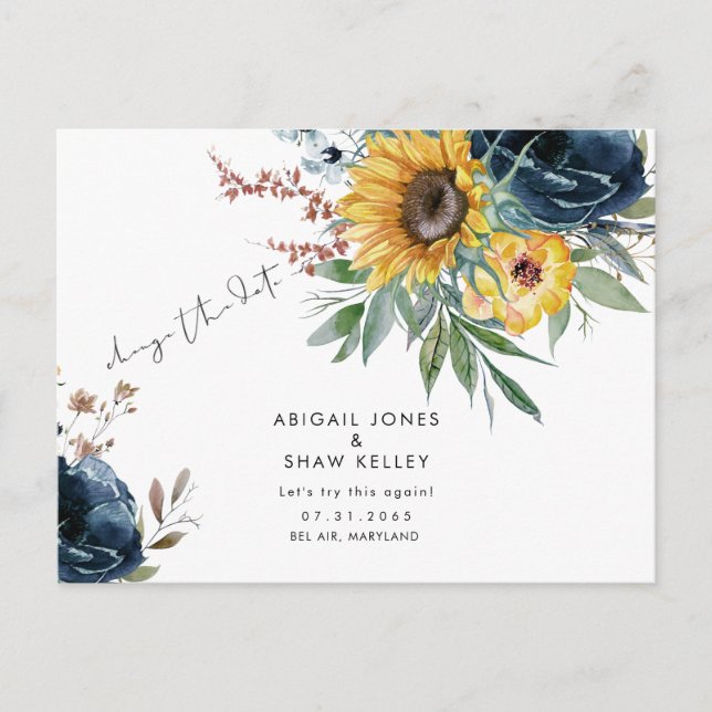 Postal De Anuncios Intentemos esta nueva fecha de cambio de girasol (Anverso)