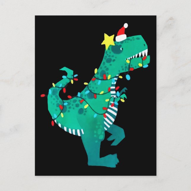 Postal De Anuncios Invierno de los Navidades roares de los dinosaurio (Anverso)