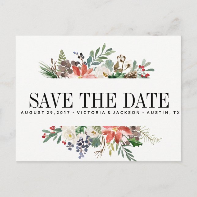 Postal De Anuncios Invierno Místico | BODA fecha para guardar (Anverso)