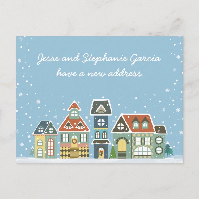 Postal De Anuncios Invierno Nueva dirección residencial que hemos mov (Anverso)