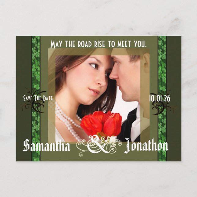 Postal De Anuncios Irlandés Guardar la Fecha con tu Foto (Anverso)