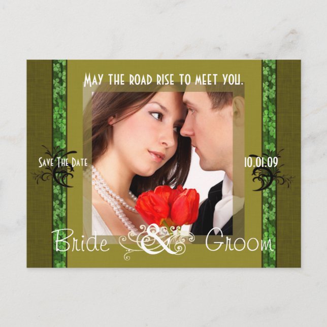 Postal De Anuncios Irlandés Save The Date con tu foto (Anverso)
