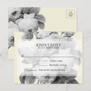 Postal De Anuncios Isabella Monochrome Rosas de cosecha RSVP Postcard