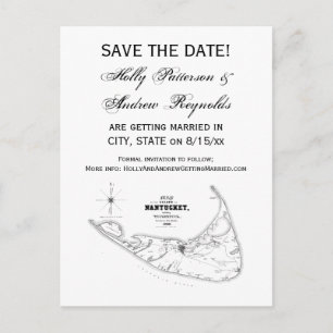 Postal De Anuncios Isla Nantucket MA Mapa Antiguo Negro