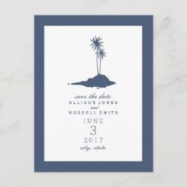 Postal De Anuncios Island Beach Wedding Save The Date - Azul oscuro