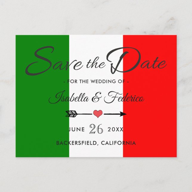 Postal De Anuncios Italia Boda Italiana Salvar Fecha (Anverso)