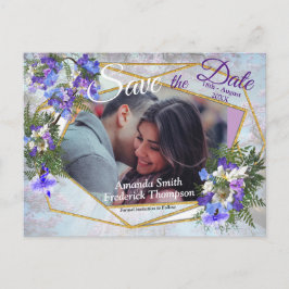 Postal De Anuncios Jacaranda Blooms & Lily Bouquet Salven las Fechas