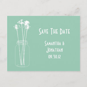 Postal De Anuncios Jade White Mason Jar Wildflowers Guarda La Fecha