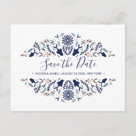 Postal De Anuncios Japonés | Koi Fish Azul Boda Save the date
