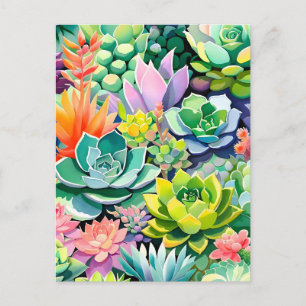 Postal De Anuncios Jardín Botánico de Suculentas Colorido de Verano