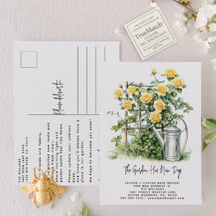 Postal De Anuncios Jardín de Rosas en Acuarela Elegante con Movimient