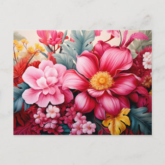 Postal De Anuncios Jardín floral tropical rosa exótico