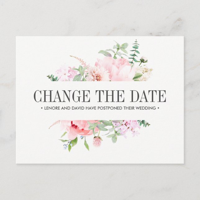 Postal De Anuncios Jardín salvaje | BODA DE Flores Rosa CAMBIA LA FEC (Anverso)
