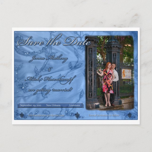 Postal De Anuncios Jenna y Mitch Guardar la fecha (Anverso)