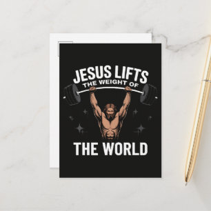 Postal De Anuncios Jesucristo levantando pesas muerto