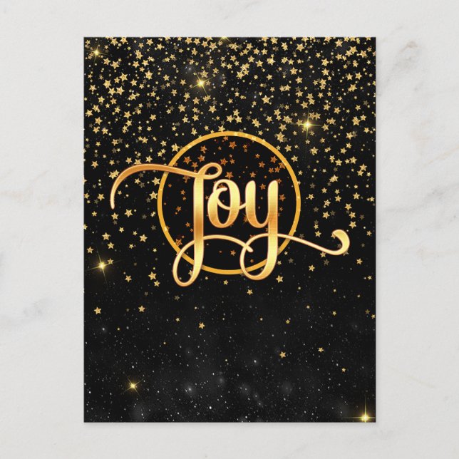 Postal De Anuncios JOY de las estrellas de oro y negro (Anverso)