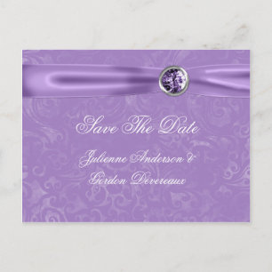 Postal De Anuncios Joyas Purple Damask De Cinta Púrpura Guardan La Fe