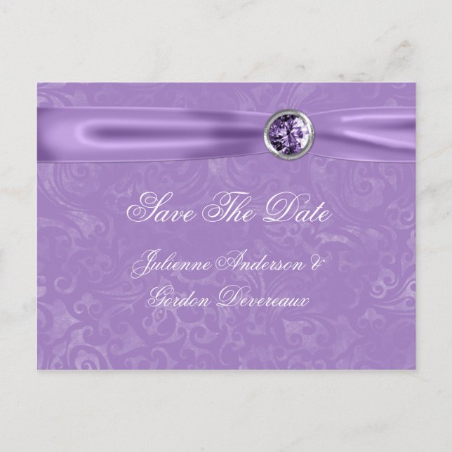 Postal De Anuncios Joyas Purple Damask De Cinta Púrpura Guardan La Fe (Anverso)