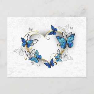 Postal De Anuncios Joyería Corazón con Mariposas Morpho