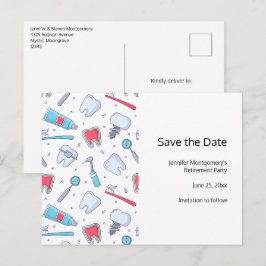 Postal De Anuncios Jubilación de patrones dentales de dientes y herra