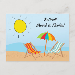Postal De Anuncios Jubilado Se Mudó a la Escena de la Playa de Florid