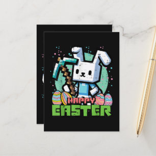 Postal De Anuncios Juego de píxeles del conejo de Pascua feliz
